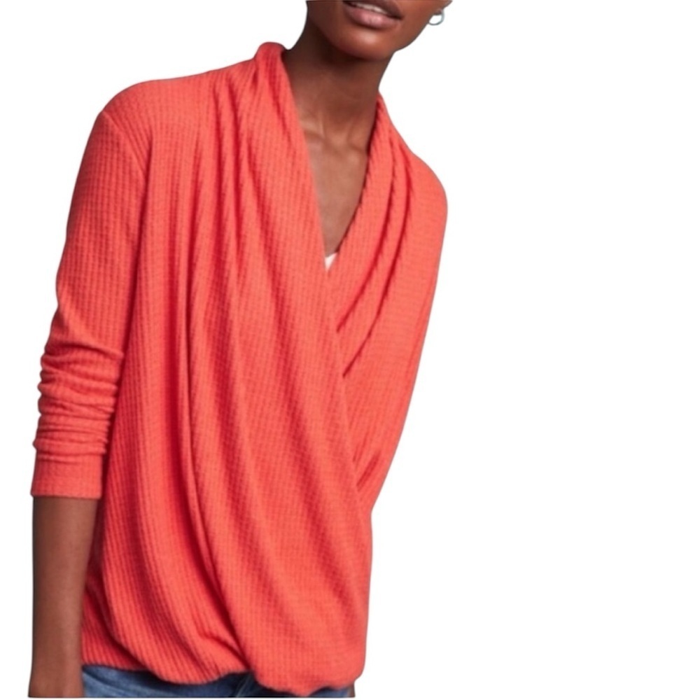 Akemi and Kin Anthropologie Woodruff Waffle Ribbed Knit Wrap Top